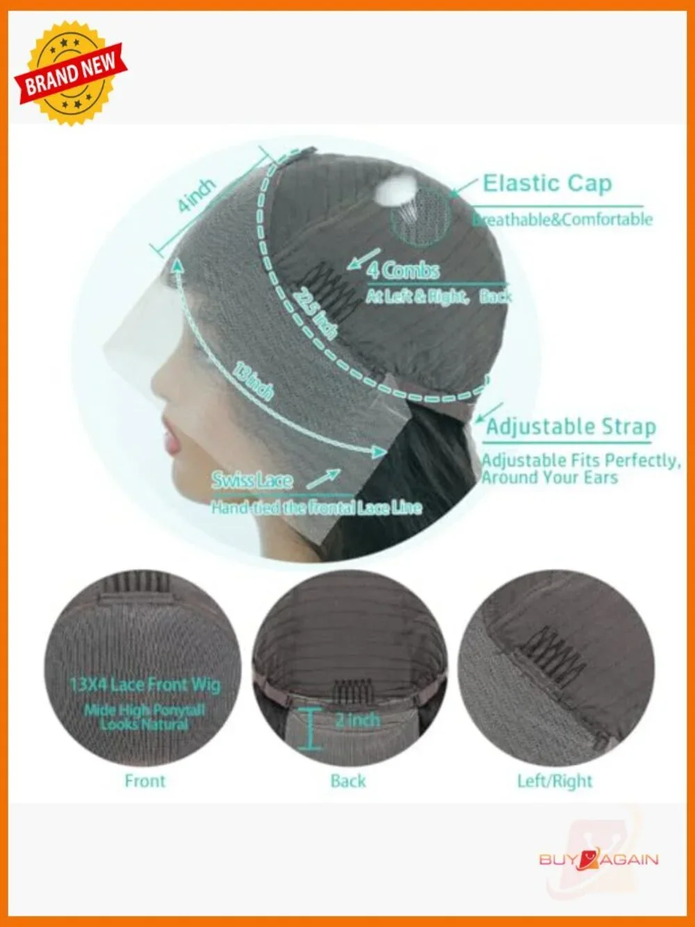 200% Density Deep Wave Lace Front Wig Human Hair Glueless Pre Plucked